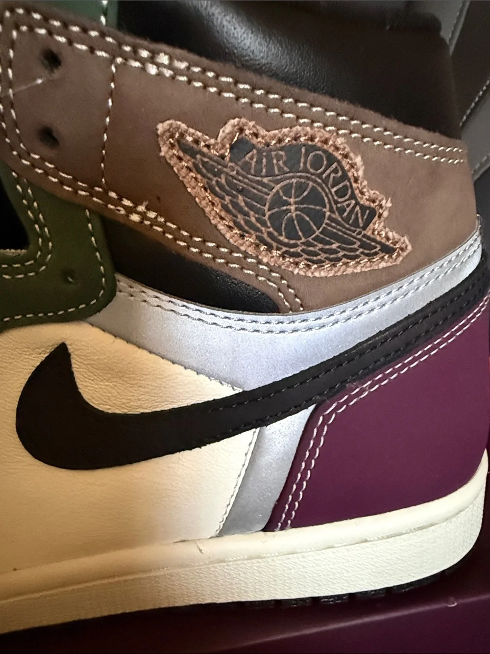 Nike Men's High-Top Sneakers — Brown, White, Green & Black